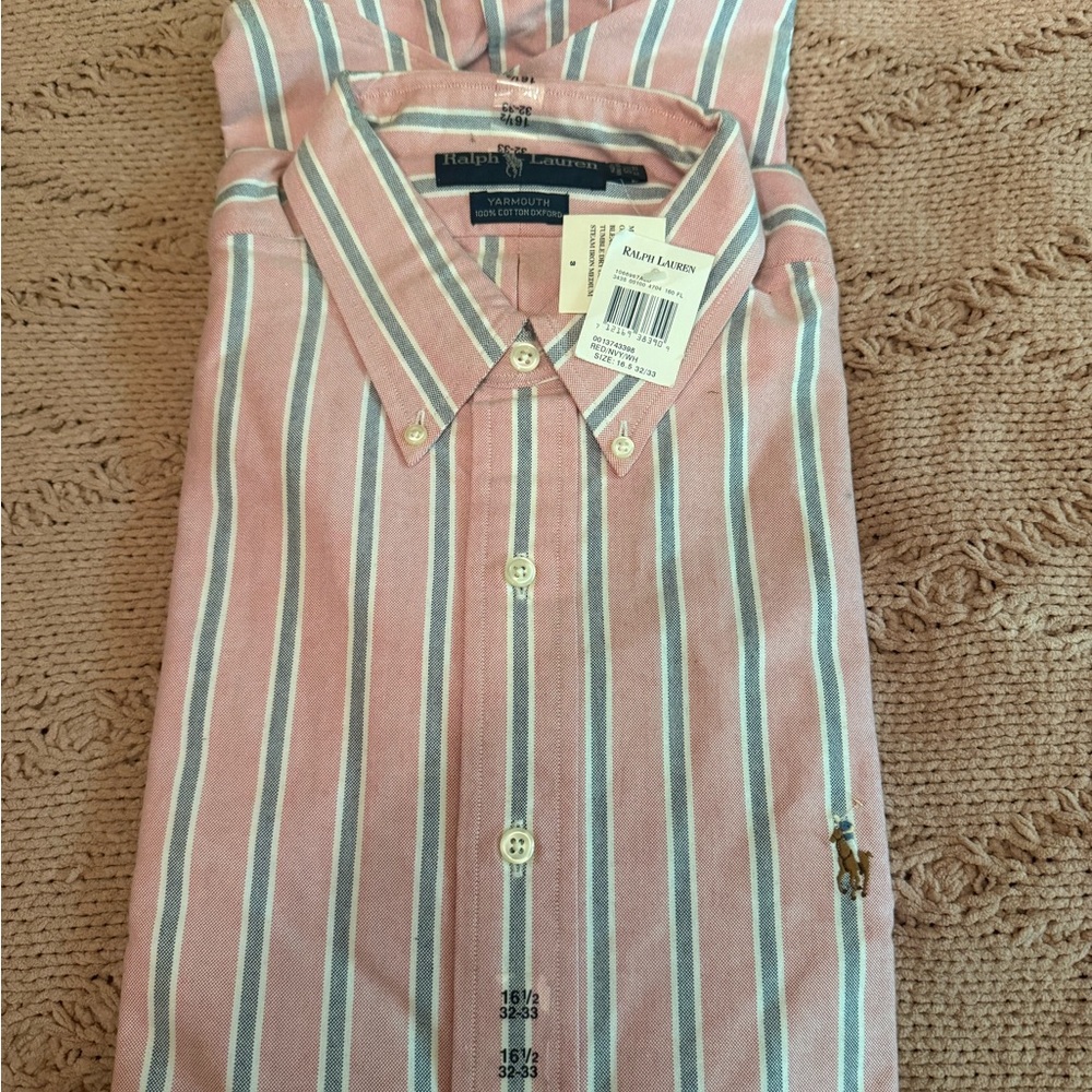 Ralph Lauren Pink and White Casual Button Down Shirt